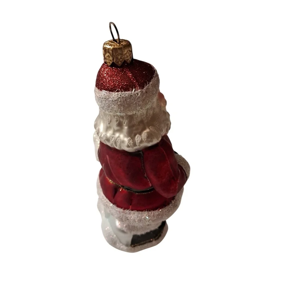 IMPULS SANTA WITH SACK ON THE‎ ROOF Glass Holiday Tree Ornament 6
